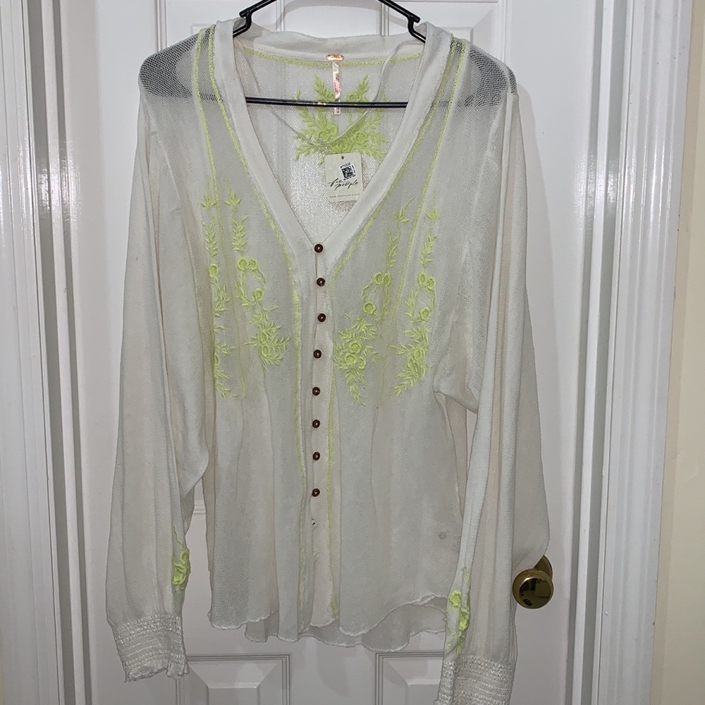 Free people ballon sleeve embroidered top - Picture 5 of 13